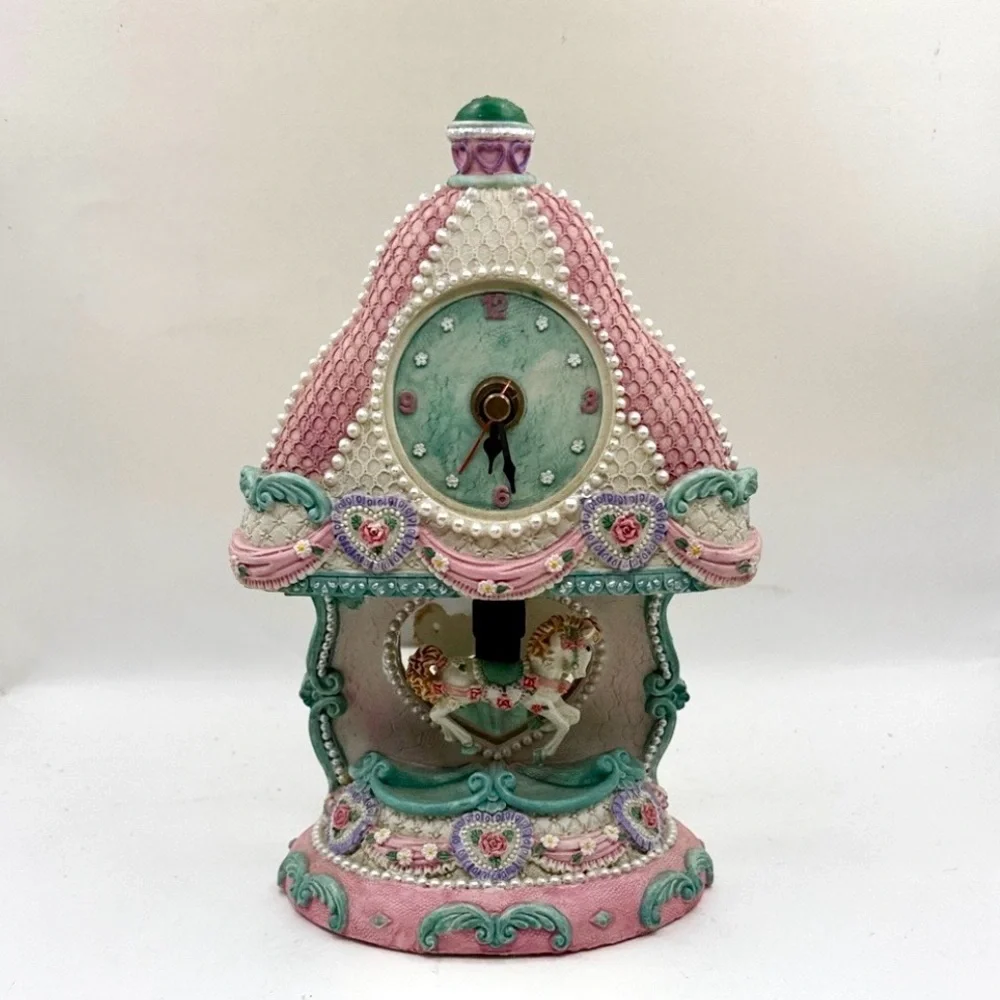 Rare Vintage Victorian Carousel Horse Clock UNWORKING Decor Collectible